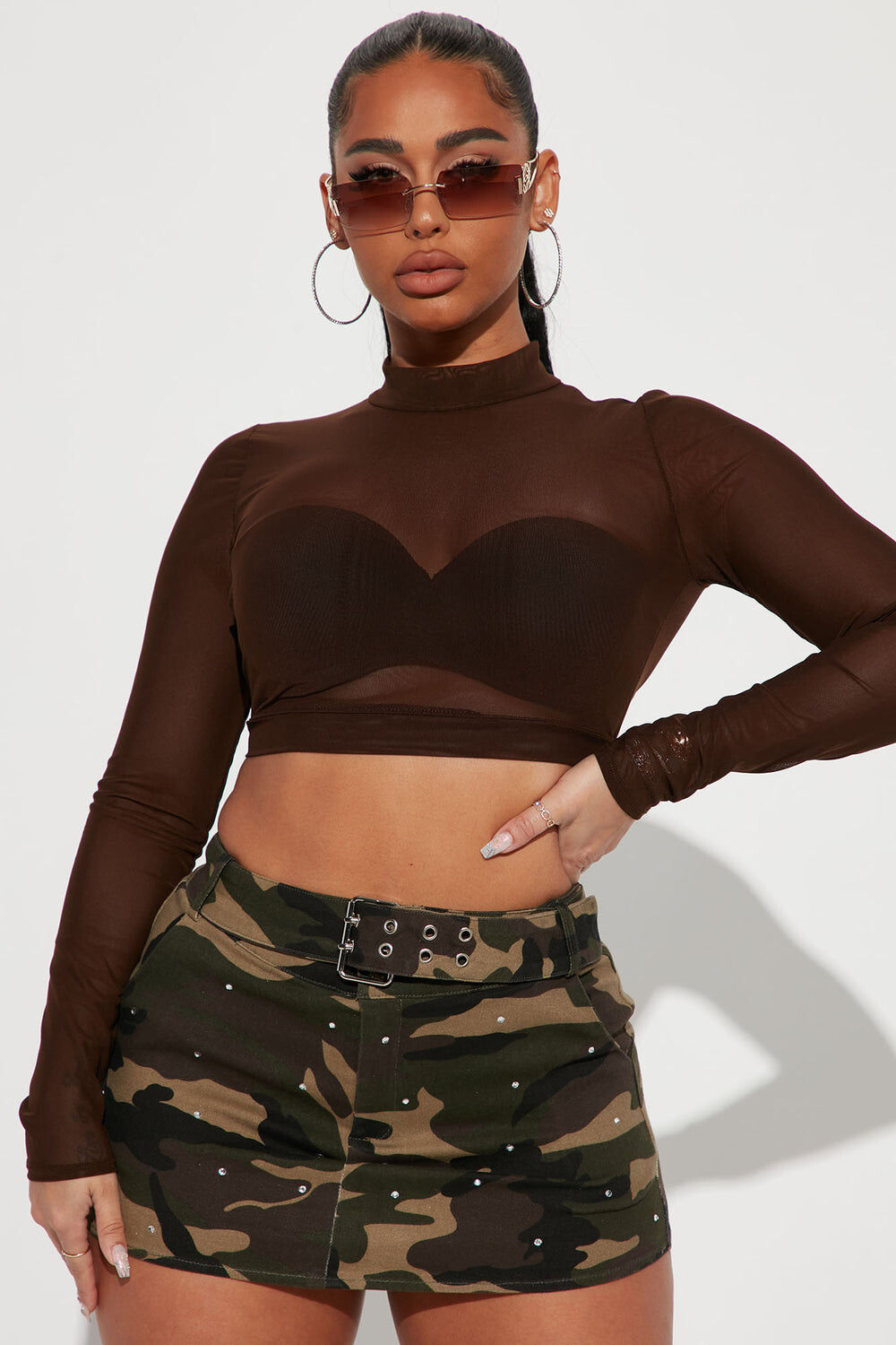 

Топ Fashion Nova HT11305, коричневый
