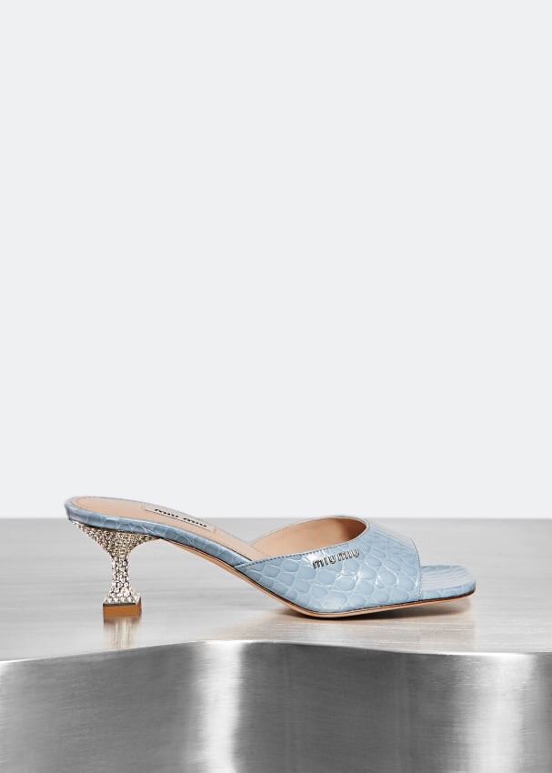 

Сандалии MIU MIU x Level Shoes Croco-print leather sandals, синий