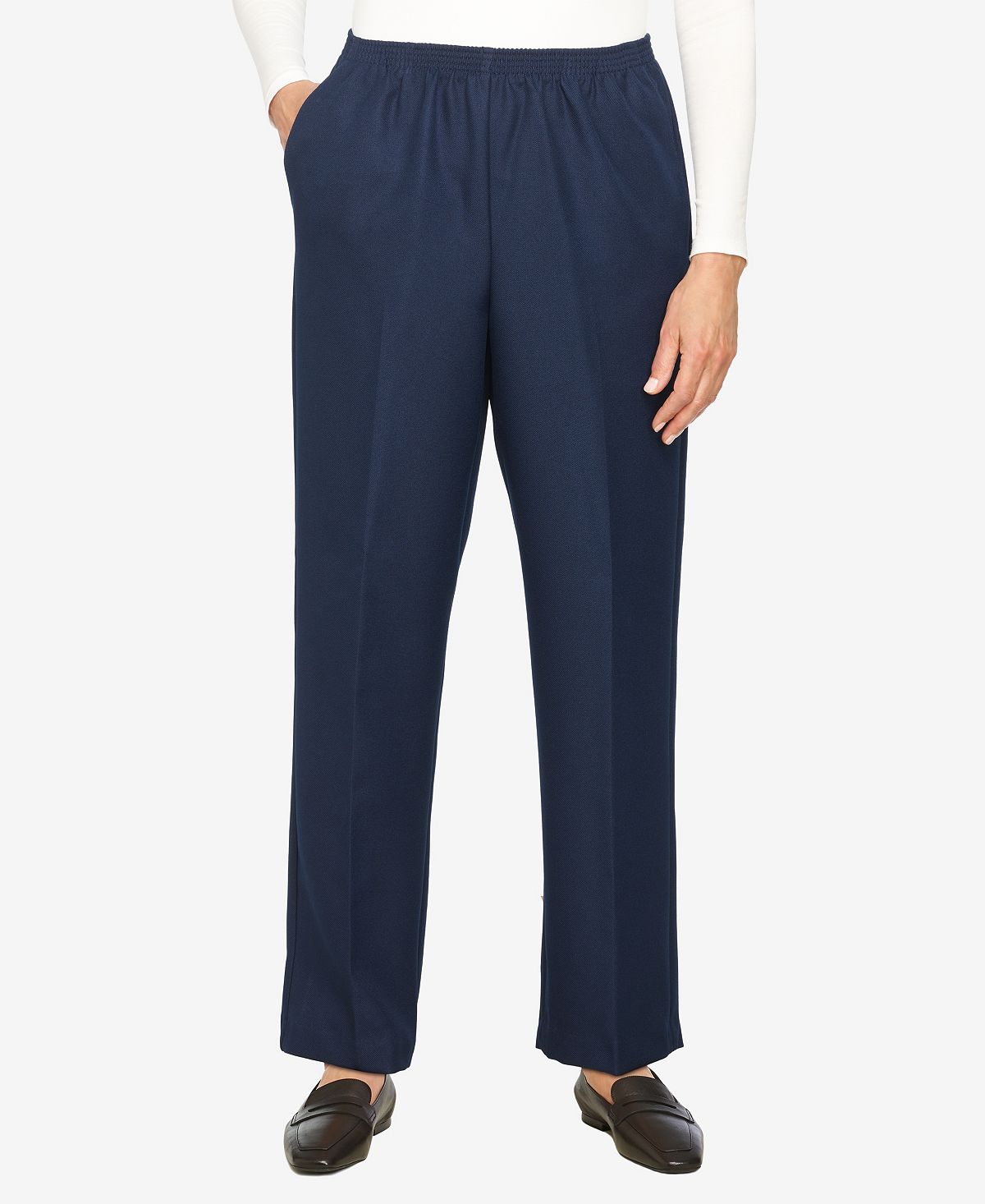 Плюс размер классические прямые брюки средней длины без застежек Alfred Dunner, синий классические джинсовые брюки без застежки больших размеров прямые брюки средней длины alfred dunner
