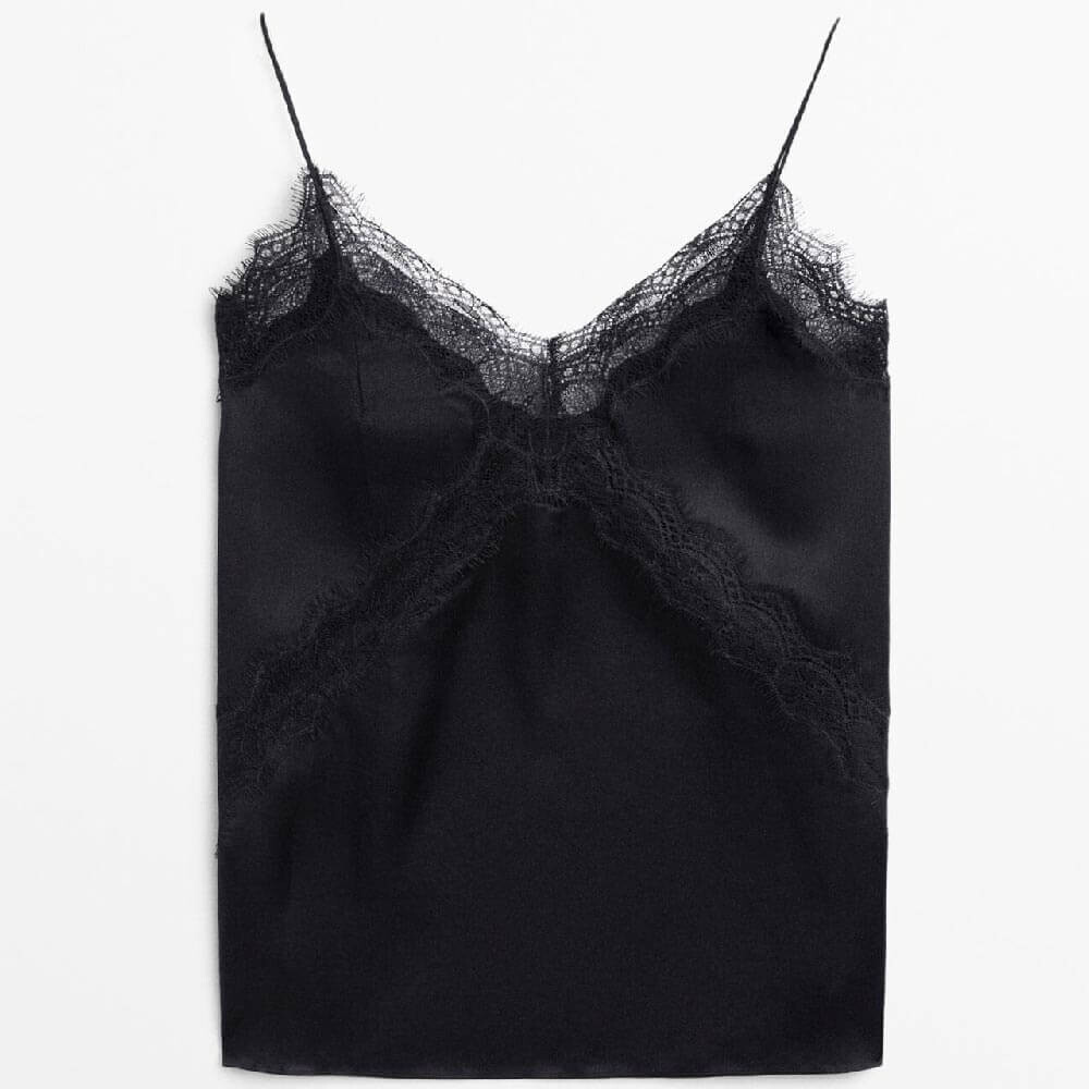 

Топ Massimo Dutti Camisole With Lace Detail - studio, темно-синий