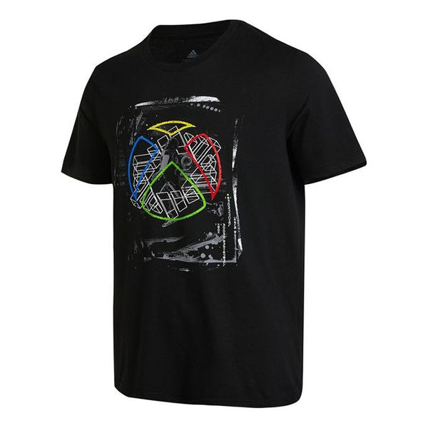 Футболка Adidas Character Pattern Printing Round Neck Casual Short Sleeve Black T-Shirt, Черный