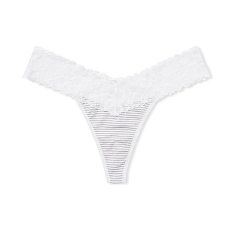 

Трусики-стринги Victoria's Secret Lace Waist Cotton, светло-серый