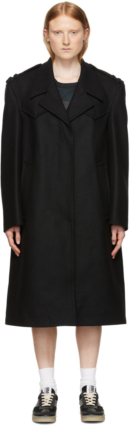 

Черное однобортное пальто MM6 Maison Margiela, Черный