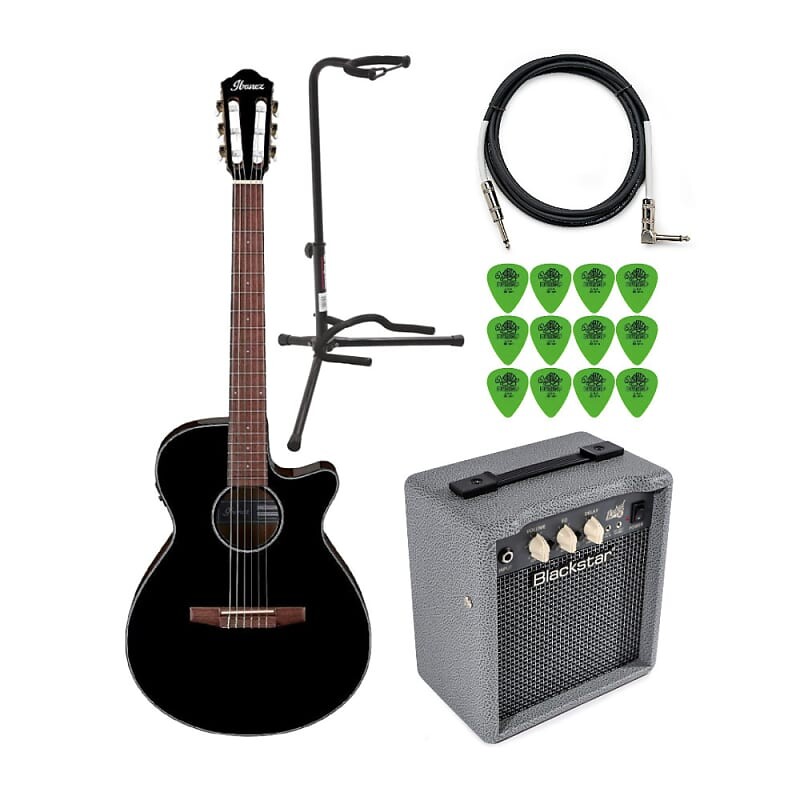

Комплект электроакустической гитары Ibanez AEG50N (правая рука, черный глянцевый) Ibanez AEG50N Acoustic-Electric Guitar (Right-Hand, Black High Gloss) Bundle