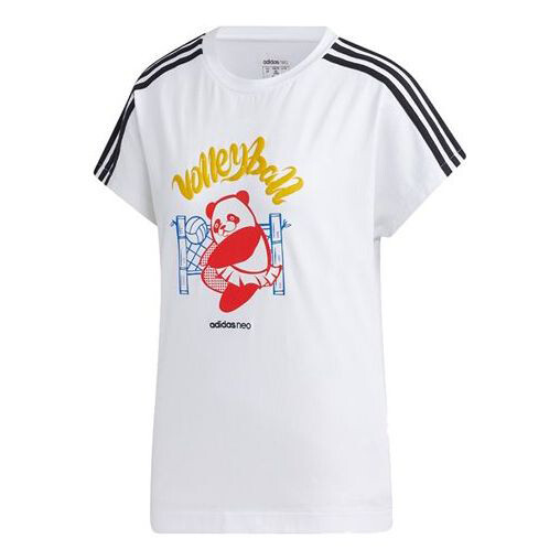 

Футболка Adidas neo Panda Tee Printing Loose Short Sleeve White, Белый