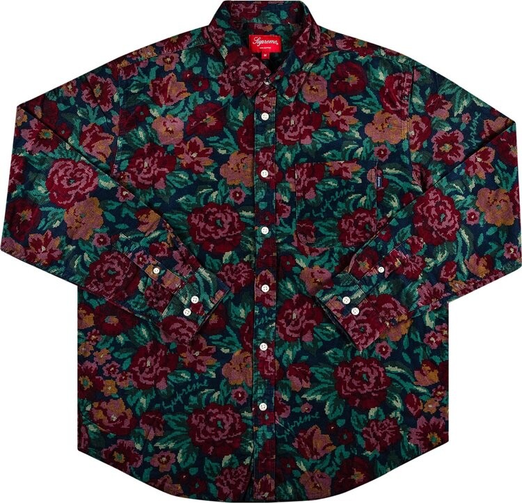 

Рубашка Supreme Digi Floral Corduroy Shirt 'Navy', разноцветный