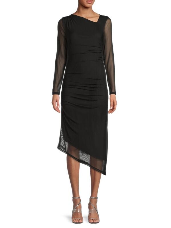 

Сетчатое облегающее платье миди со сборками Calvin Klein Black