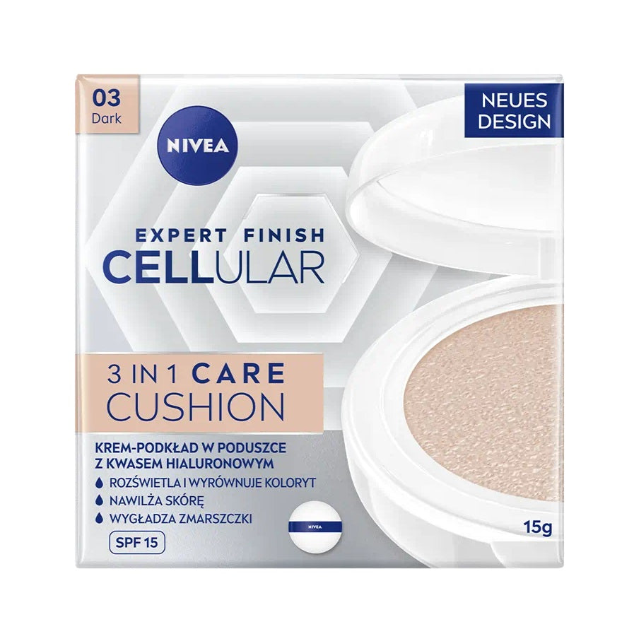 Nivea Expert Finish Cellular 3in1 Care Cushion SPF15 03 Темный 15мл reserveage nutrition collagen booster с гиалуроновой кислотой и ресвератролом 60 капсул