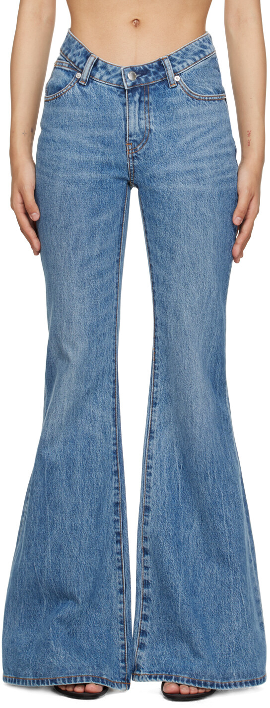 

Расклешенные джинсы Indigo Scoop спереди Alexander Wang