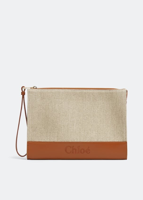 

Клатч CHLOÉ Chloé Sense zippered pouch, бежевый