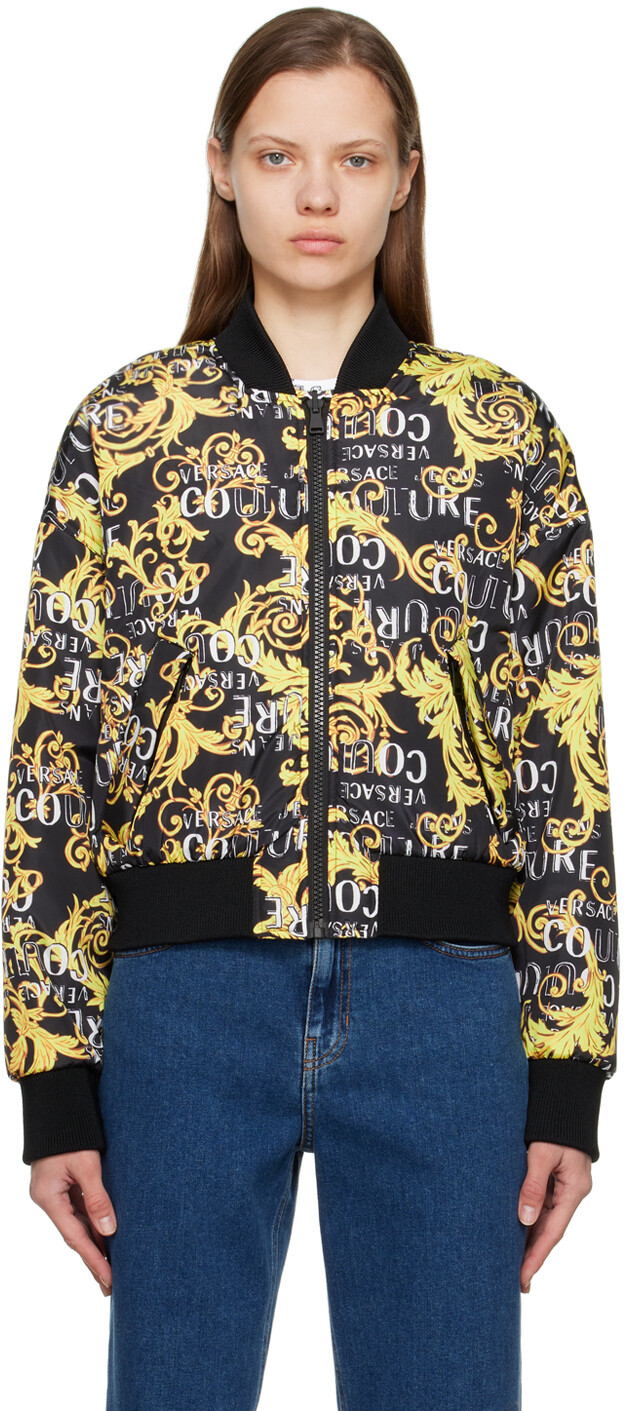 

Черный двусторонний бомбер с графическим принтом Versace Jeans Couture