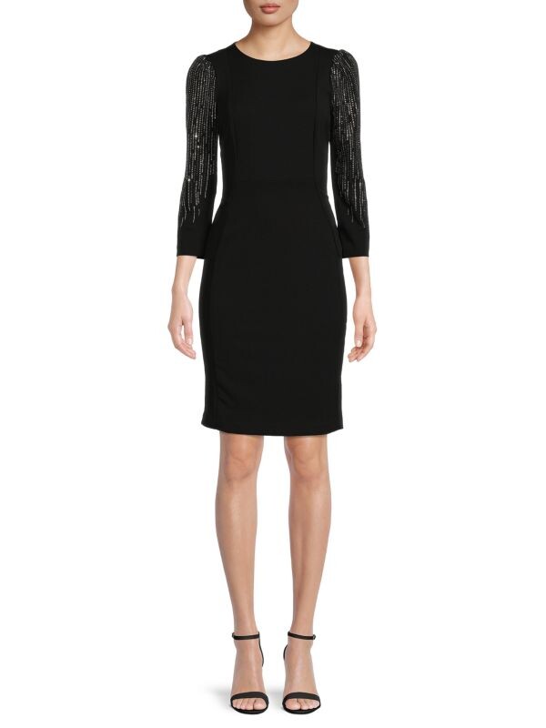 

Платье-футляр с декорированными рукавами Calvin Klein Black