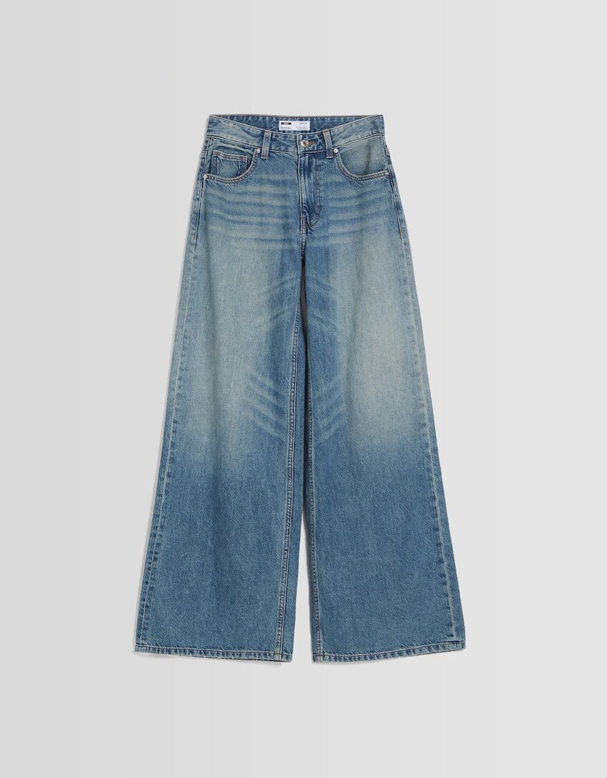 

Джинсы Bershka Wide leg, светло-голубой
