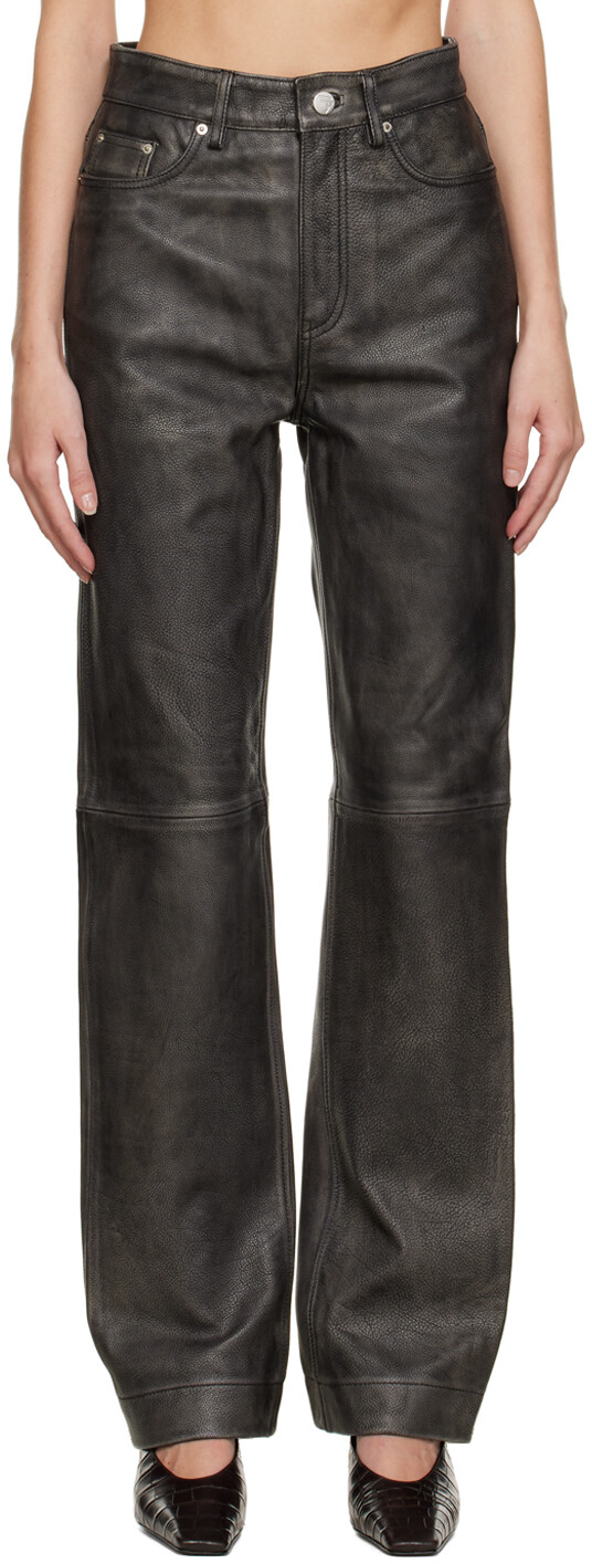 

Серые кожаные брюки Lynn REMAIN Birger Christensen, Серый
