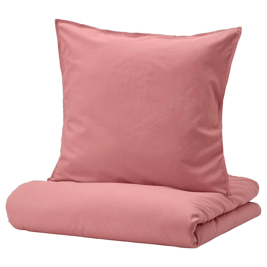 

Комплект постельного белья Ikea Angslilja, 3 предмета, 240x220/80x80 см, темно-розовый