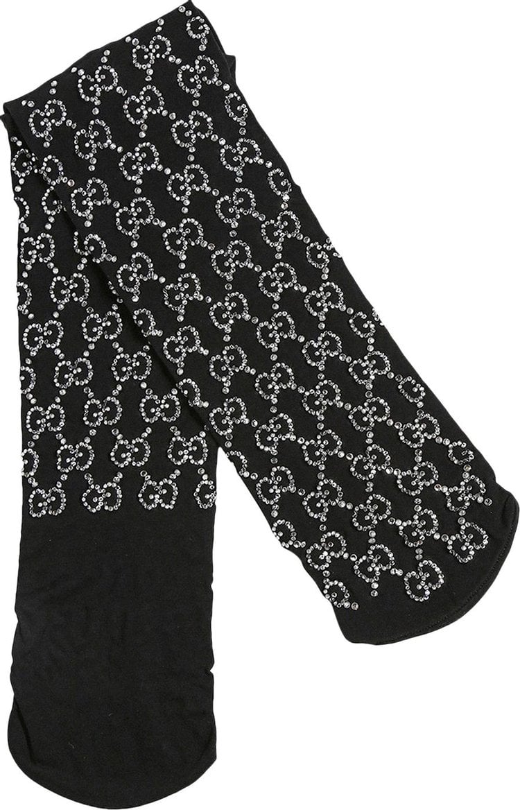 Носки Gucci GG Embroidered Crystal Socks Black, черный - фото