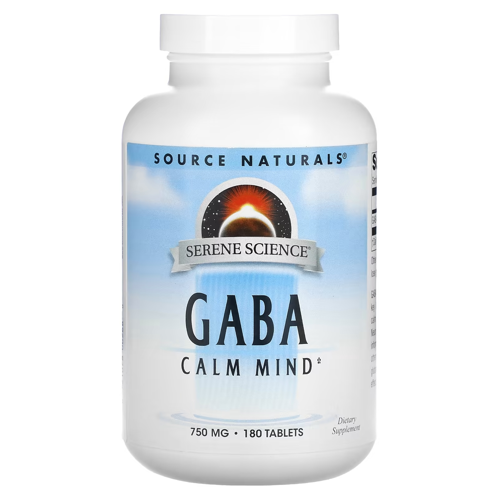 Source Naturals GABA Calm Mind ГАМК 750 мг, 180 таблеток source naturals gaba calm гамк 120 таблеток для рассасывания