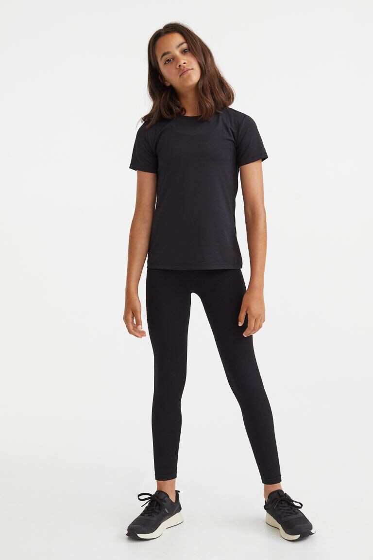 

Бесшовные спортивные леггинсы H&M, черный