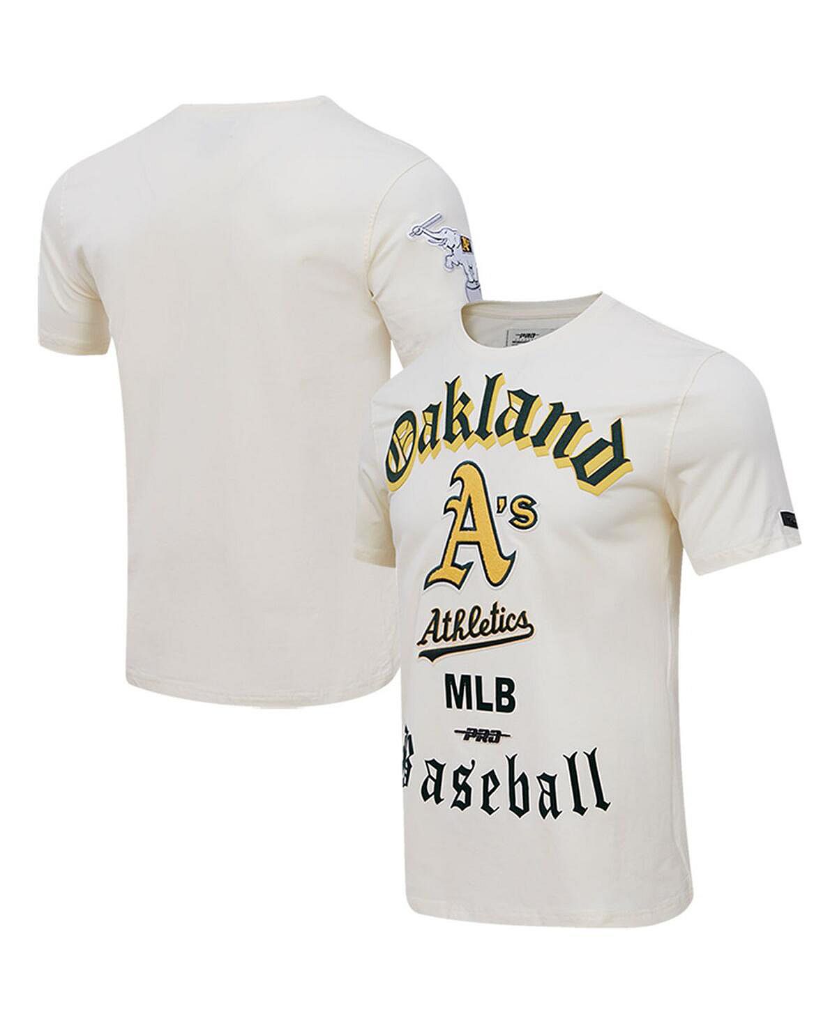 Мужская кремовая футболка Oakland Athletics Cooperstown Collection Old English Pro Standard