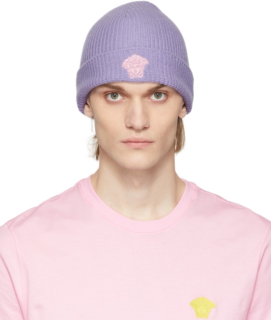 

Пурпурная шапка с вышивкой Medusa Versace