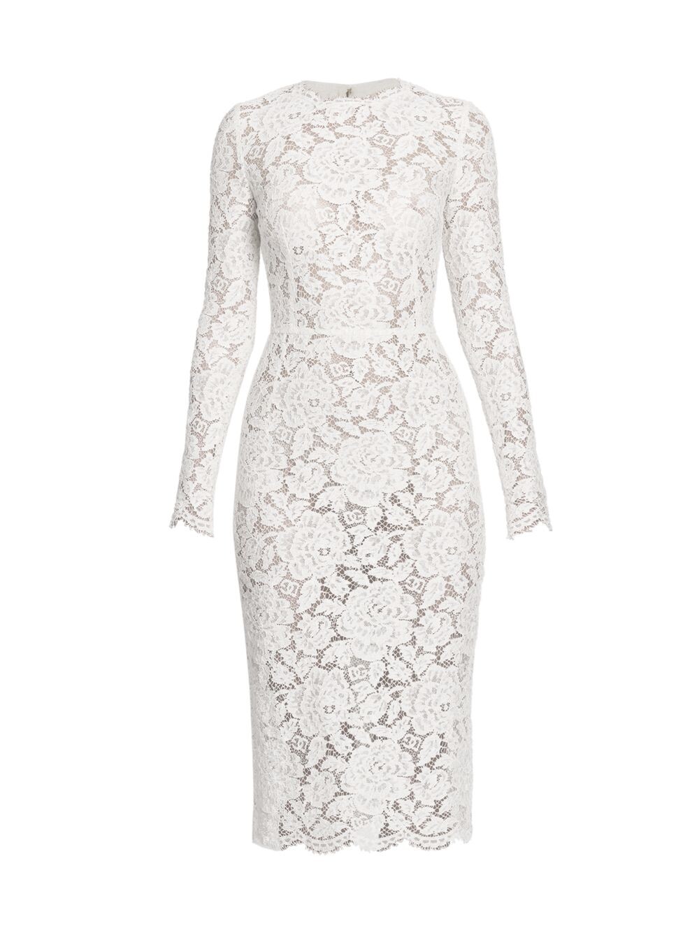 

Платье с длинными рукавами и цветочным кружевом DOLCE&GABBANA, белый