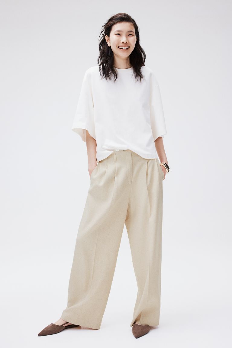 Элегантные брюки H&M, бежевый элегантные брюки h