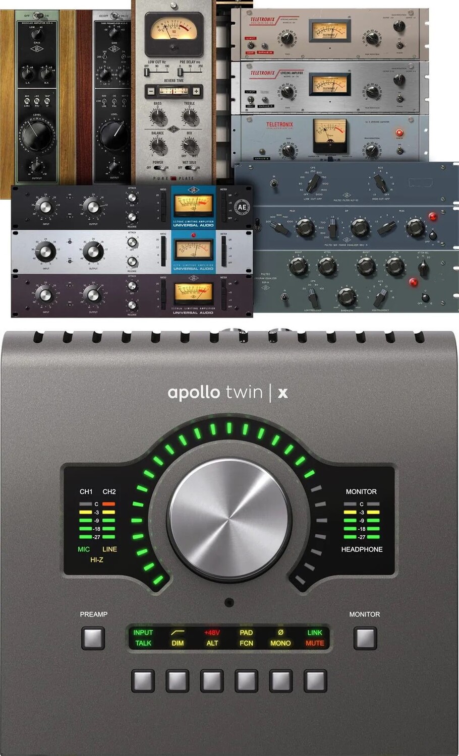 

Новый универсальный аудиоинтерфейс Apollo Twin X USB Heritage Edition 10x6 USB с UAD DSP