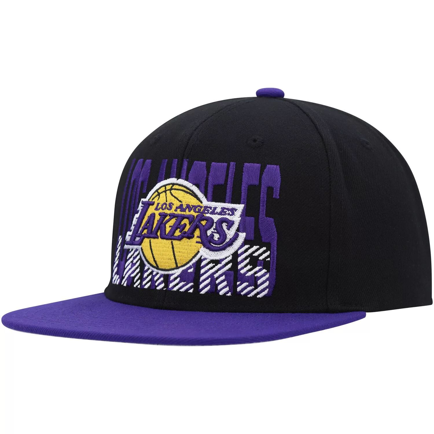 Мужская черная бейсболка Mitchell & Ness Los Angeles Lakers SOUL Cross Check Snapback