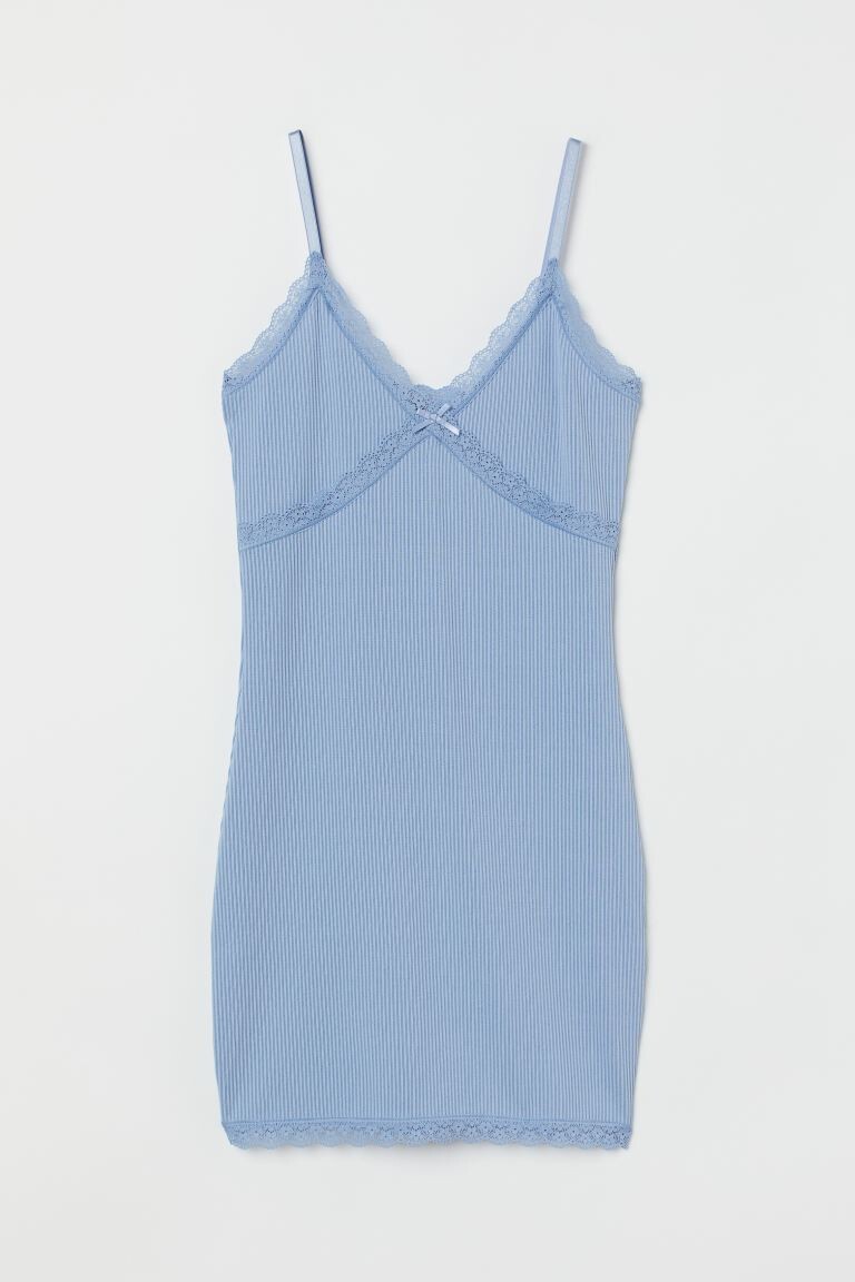 

Платье из джерси с кружевом H&M, светло-синий