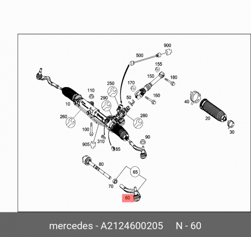 Рулевой наконечник справа / spurstange A2124600205 MERCEDES-BENZ 3pcs metal steering tie rod link rod for tamiya tt02 tt02t 1 10 rc car parts accessories