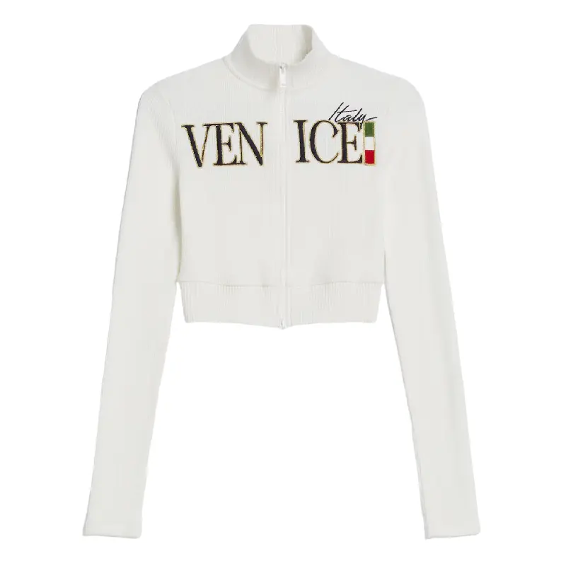 

Кардиган Bershka Long Sleeve Embroidered With Zip, кремовый