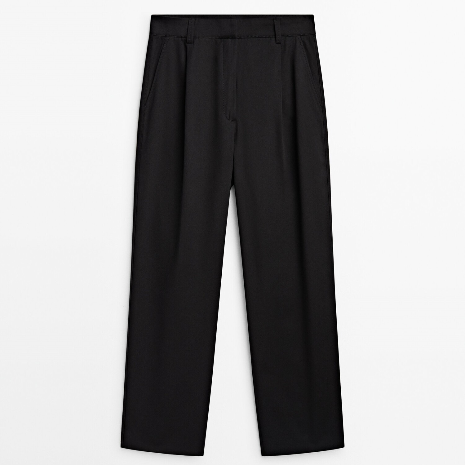 

Брюки Massimo Dutti Cotton Darted Straight Fit, черный