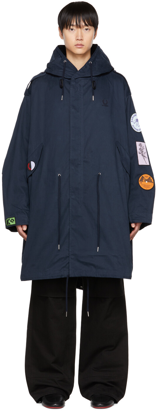 

Темно-синее пальто с нашивками Fred Perry Edition Raf Simons