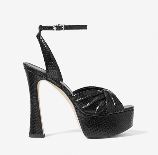 

Кожаные босоножки на платформе с тиснением под змею Michael Kors Michael Selena, черный