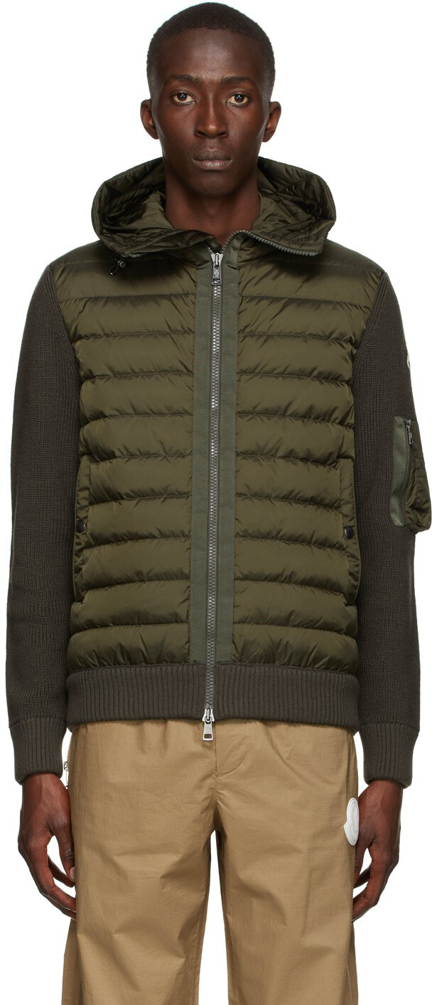 

Зеленый пуховый кардиган с капюшоном Moncler
