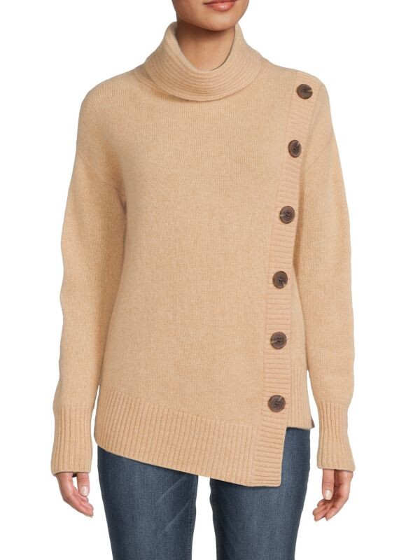 

Кашемировый свитер с высоким воротником Saks Fifth Avenue Fatigue heather