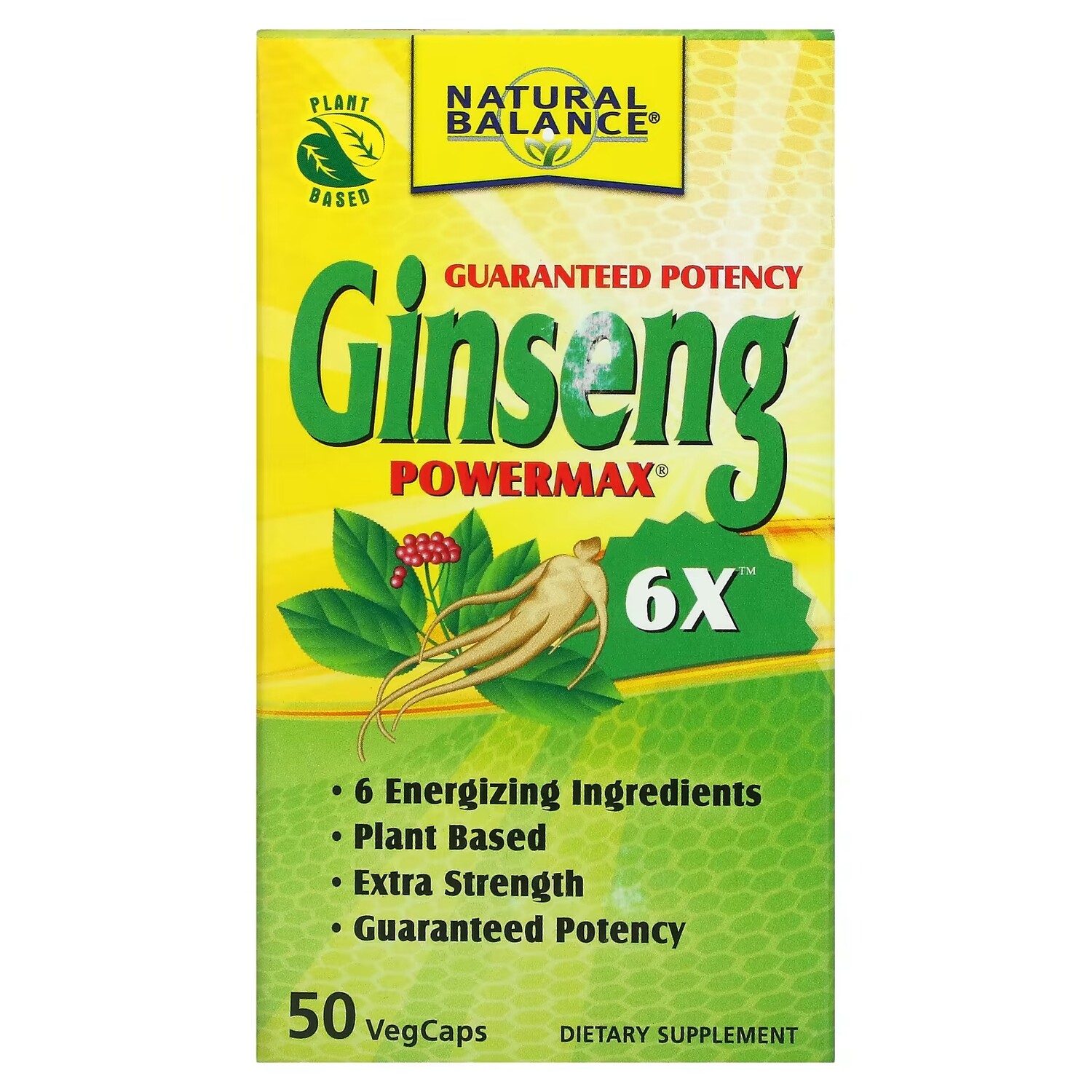 

Natural Balance Ginseng Powermax 6X, 50 вегетарианских капсул