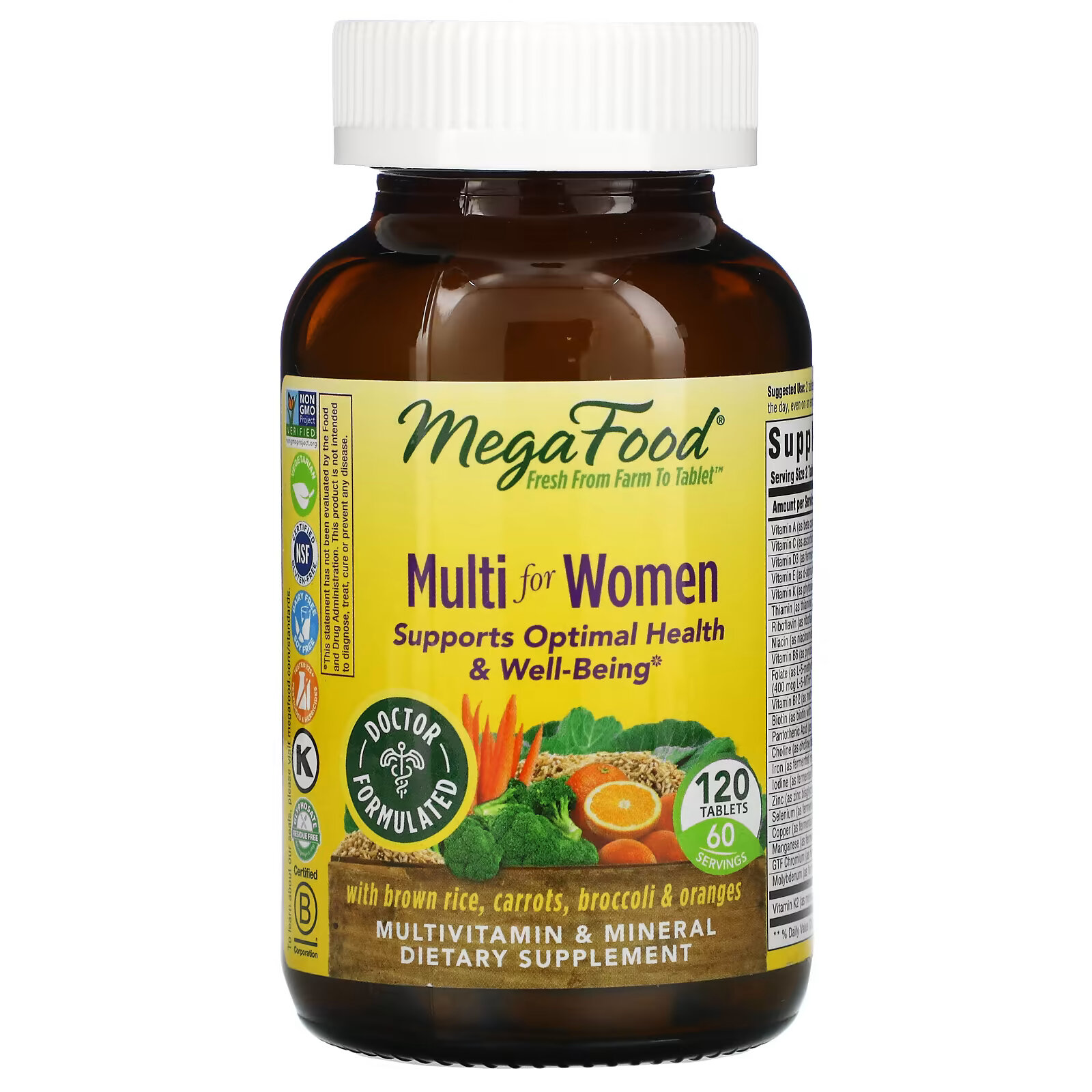 MegaFood, Multi for Women, комплекс витаминов и микроэлементов для женщин, 120 таблеток megafood multi for men 55 комплекс витаминов и микроэлементов для мужчин старше 55 лет 120 таблеток