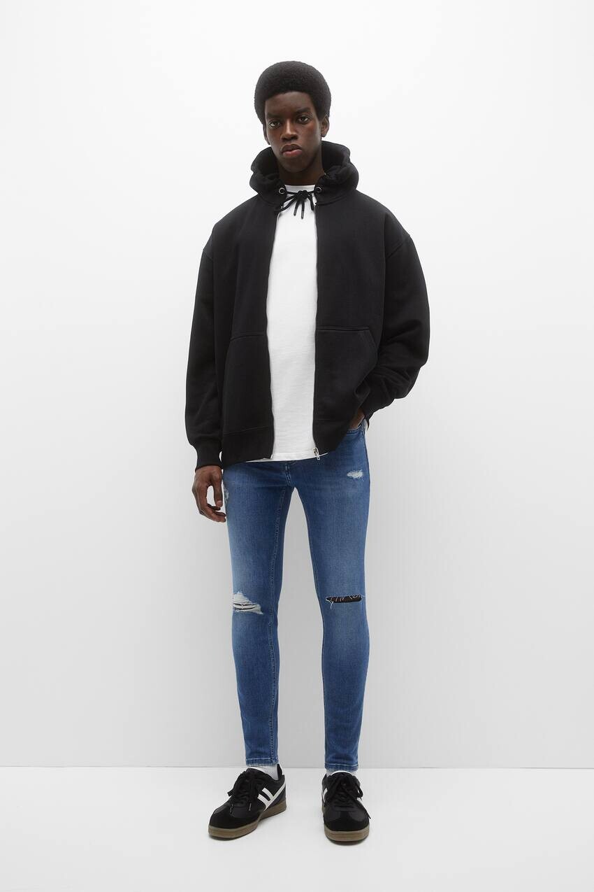 

Суперузкие рваные джинсы Pull&Bear, Синий