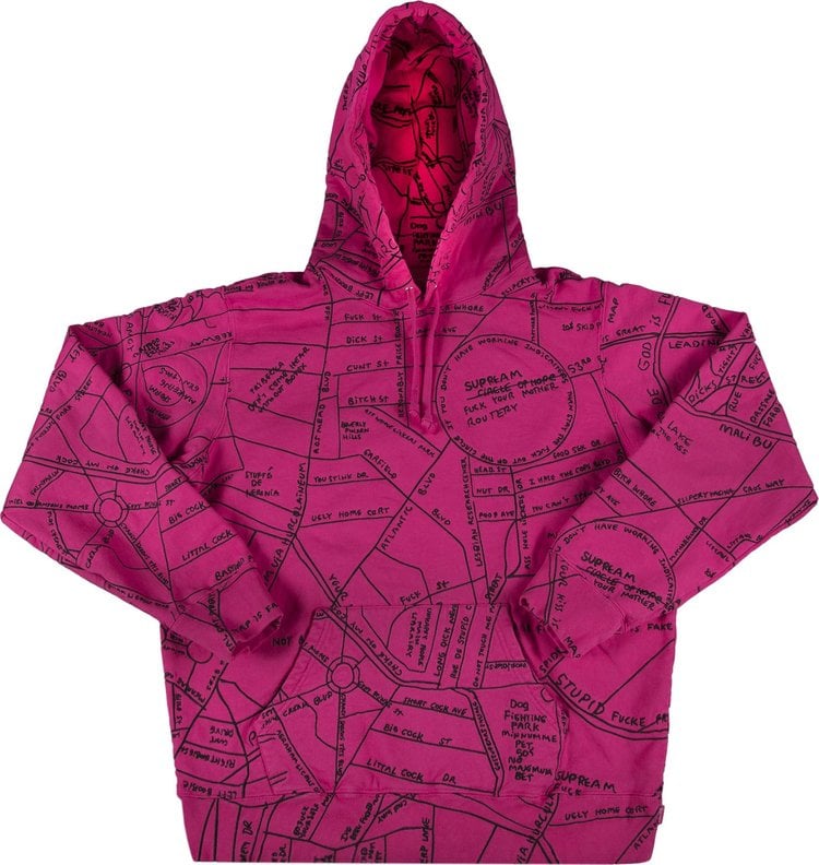 

Толстовка Supreme Gonz Embroidered Map Hooded Sweatshirt 'Magenta', фиолетовый