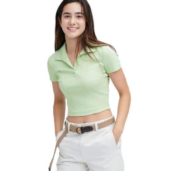 

Футболка-поло Uniqlo Cropped Skipper Collar Short, зеленый