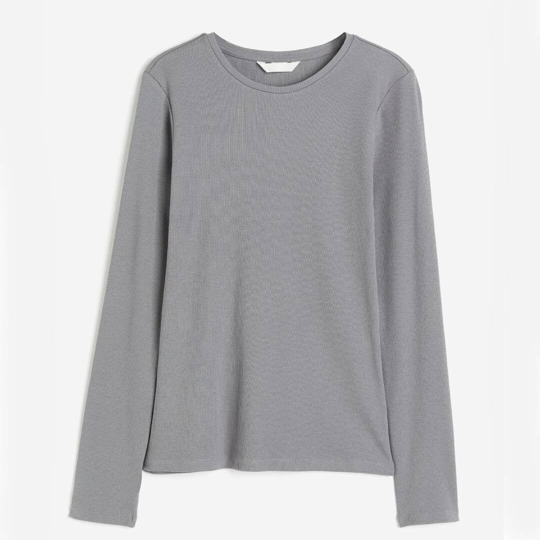 

Топ с длинными рукавами H&M Ribbed, серый