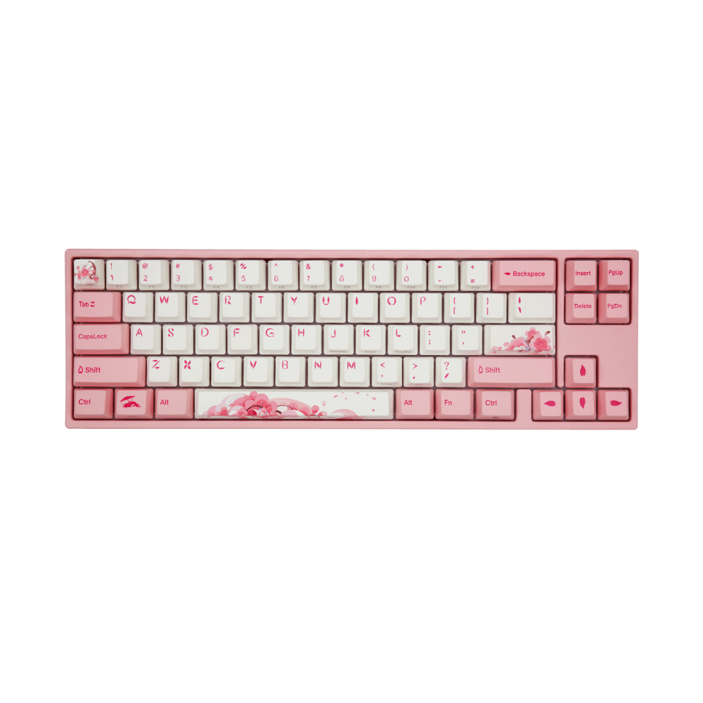 Механическая игровая проводная клавиатура Varmilo Sakura R2 68, EC V2 Iris, розовый/белый, английская раскладка проводная клавиатура varmilo sakura r2 vea87 cherry mx brown