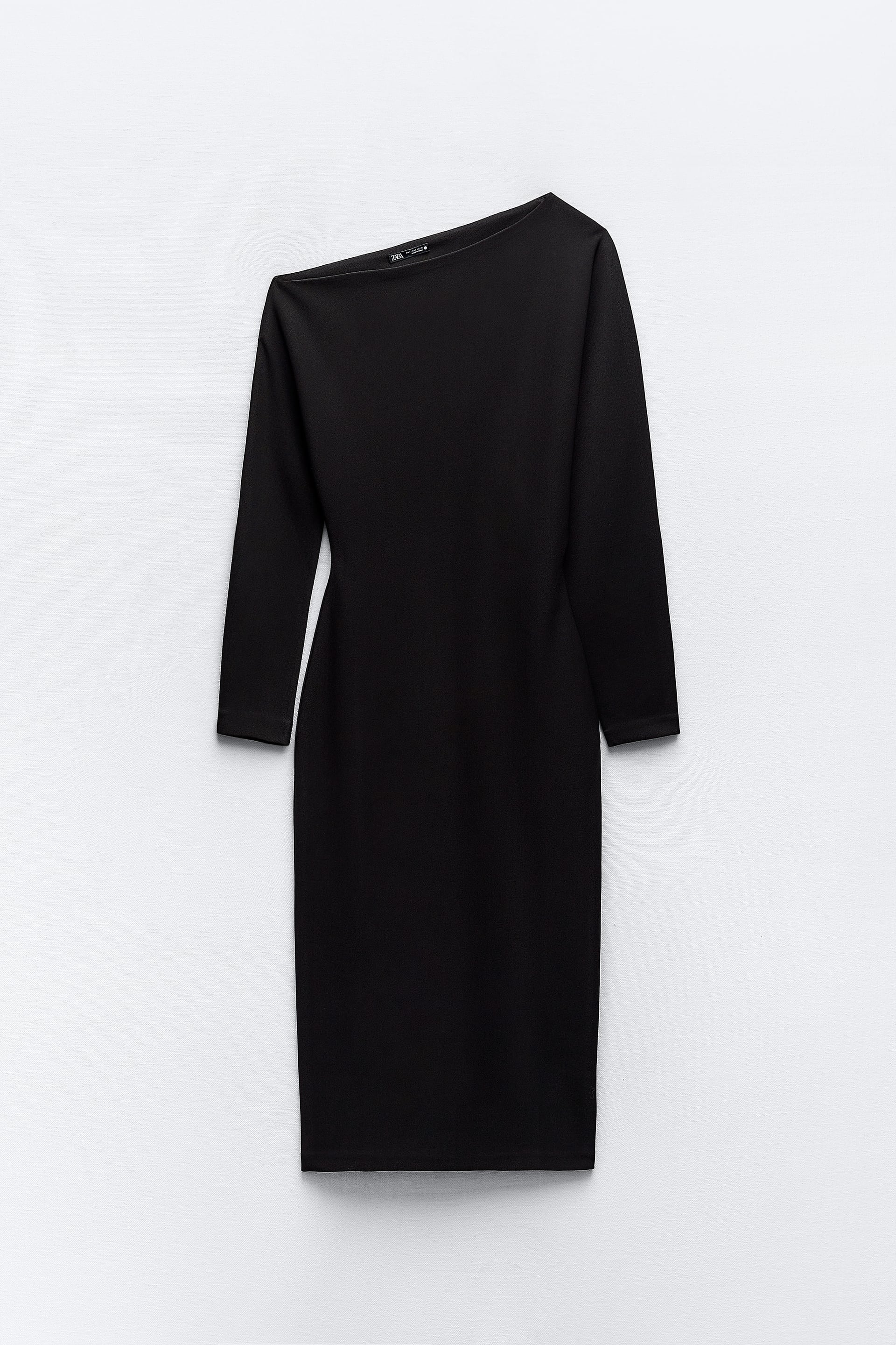 Платье Zara Asymmetric Crepe, черный платье миди laredoute платье миди с длинными рукавами цветочный принт s красный