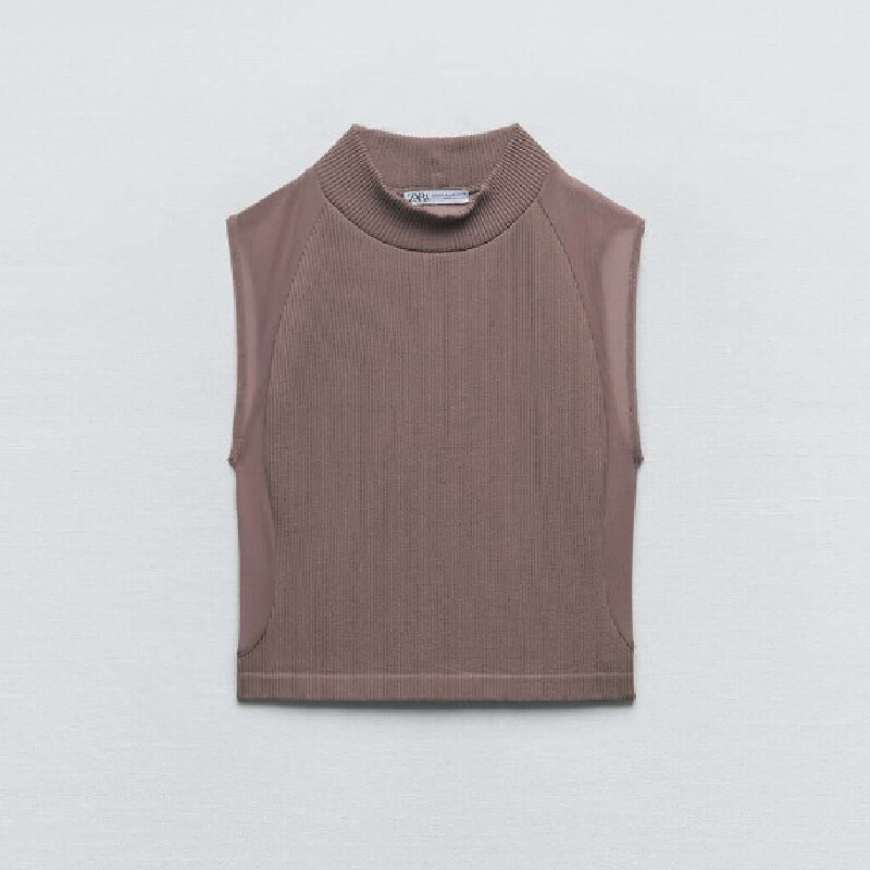 

Бесшовный топ Zara Seamless Matching High Neck, розово-бежевый