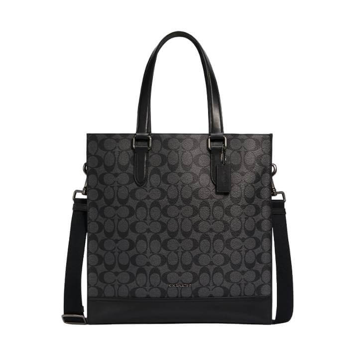 Сумка Coach Outlet Graham Structured Tote In Signature Canvas, бронзовый/темно-серый/черный - фото