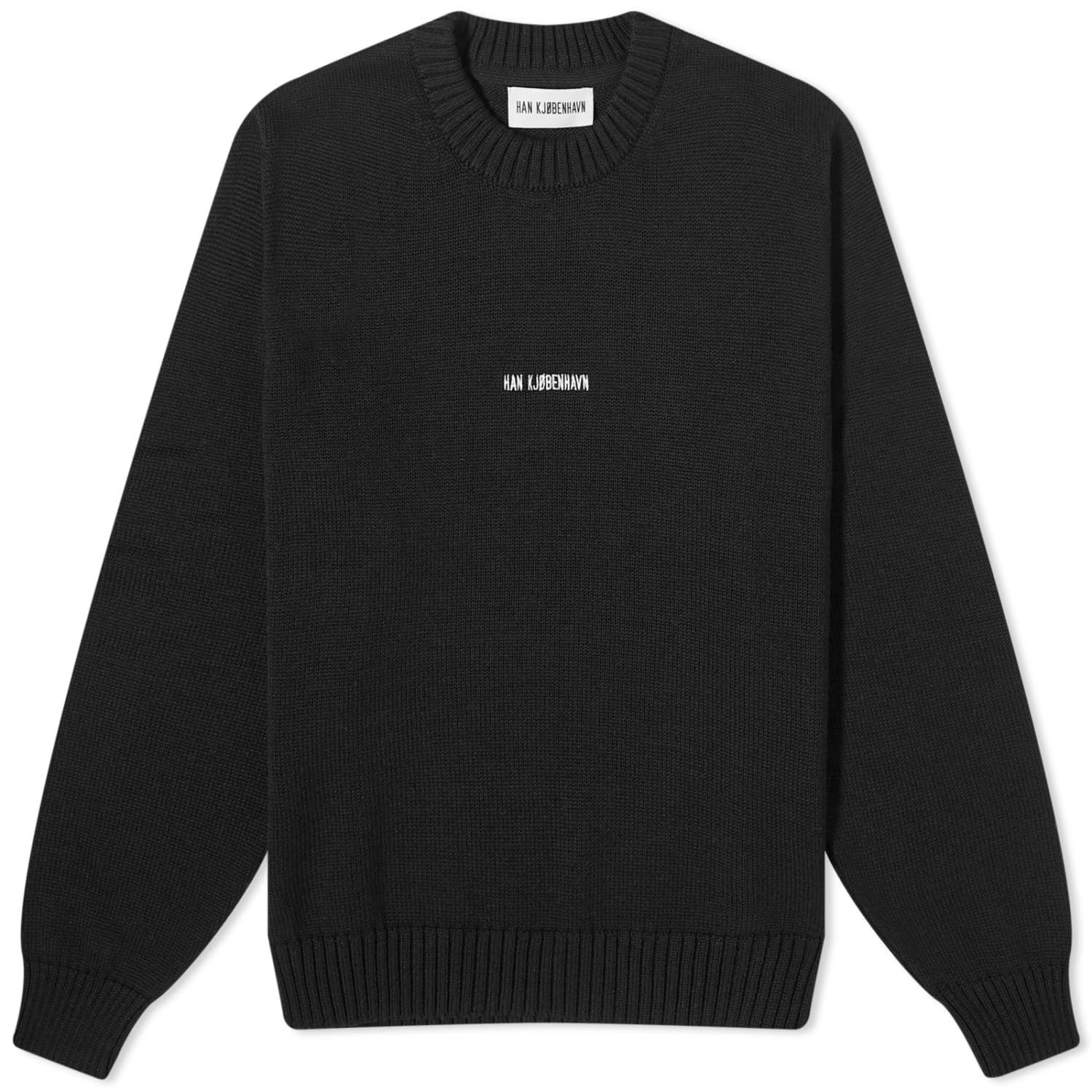 Джемпер Han Kjobenhavn Regular Knit Logo, черный брюки han kjobenhavn повседневные прямой силуэт размер xxl черный