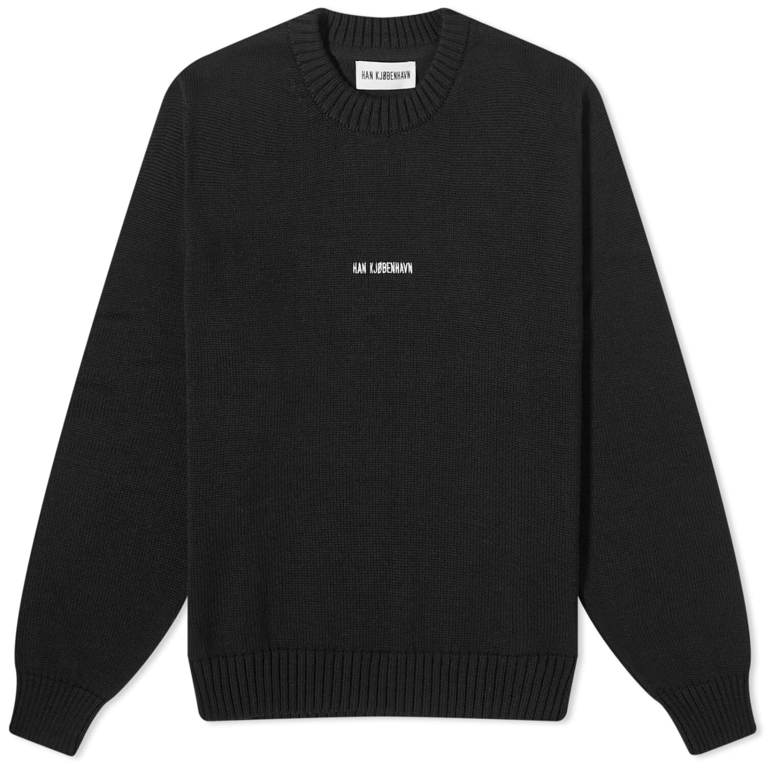 Джемпер Han Kjobenhavn Regular Knit Logo, черный худи han kjobenhavn силуэт свободный размер s черный