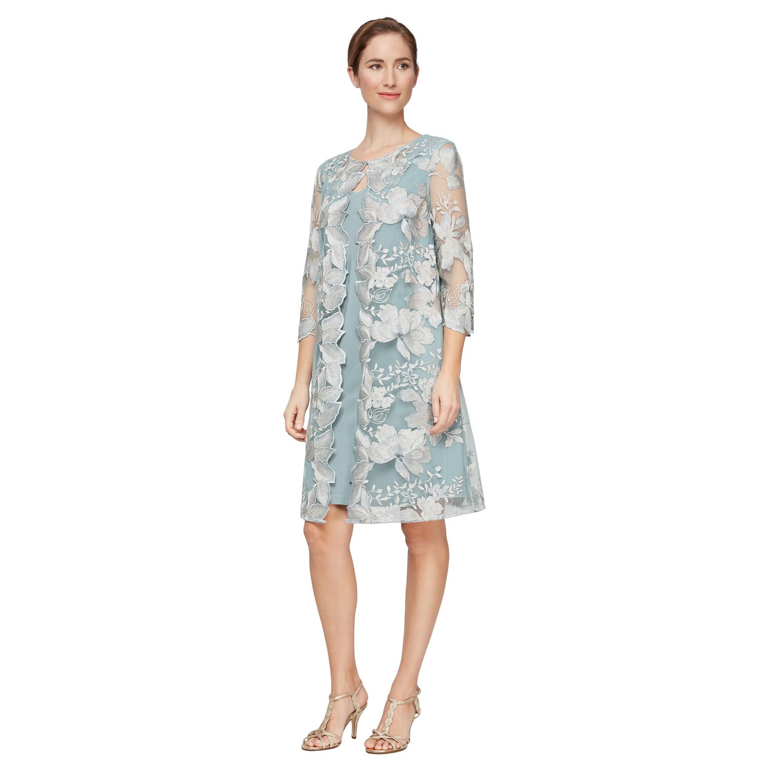 

Платье Alex Evenings, Short Embroidered Elongated Mock Jacket Dress