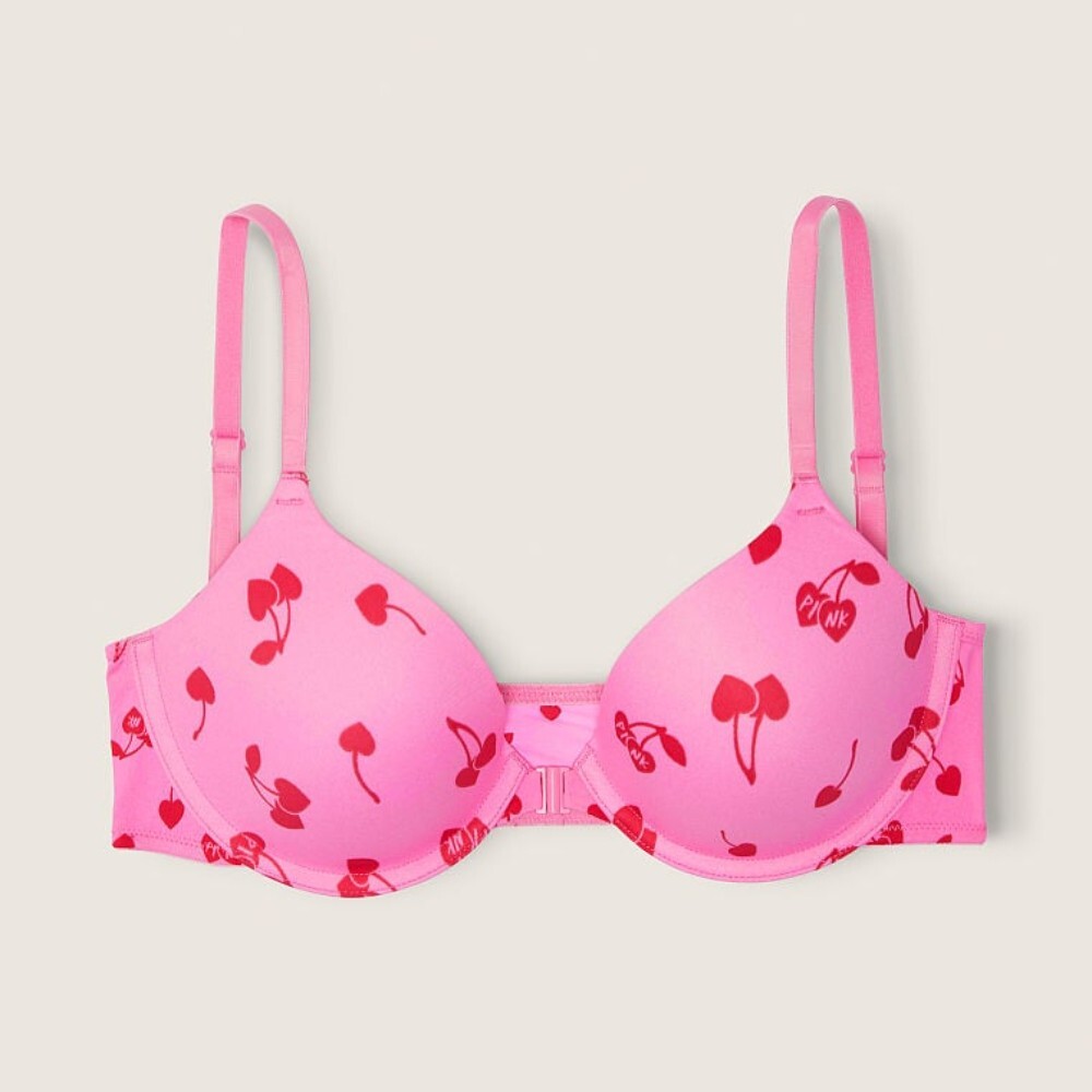 

Бюстгальтер на косточках Victoria's Secret Pink Push-up, розовый/вишни